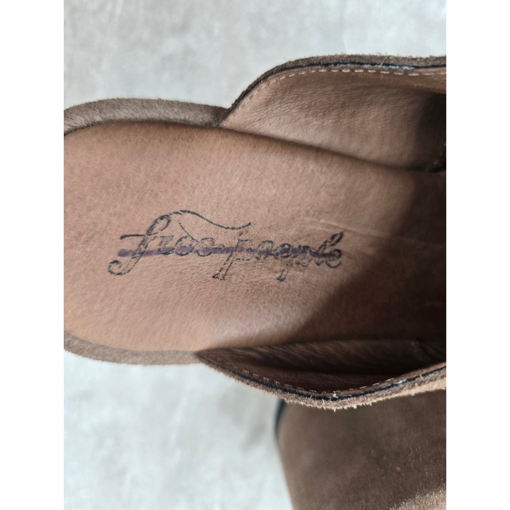 Free People Avery Platform Wedge Mules Sz 7.5 Brown Suede Chunky Clogs Retro Y2K - Picture 9 of 11